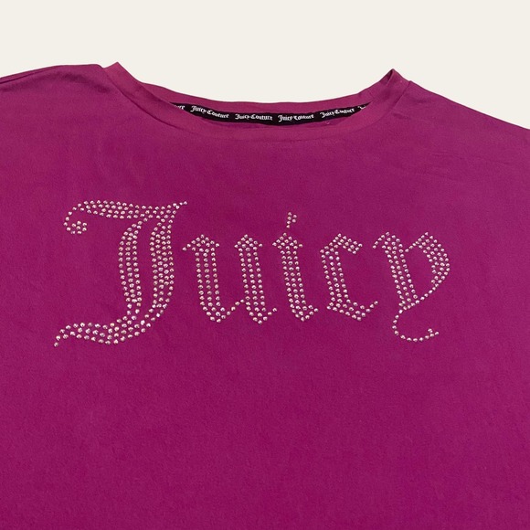 Purple Y2K Rhinestone Bling Juicy Couture Short Sleeve Tee - Picture 2 of 4